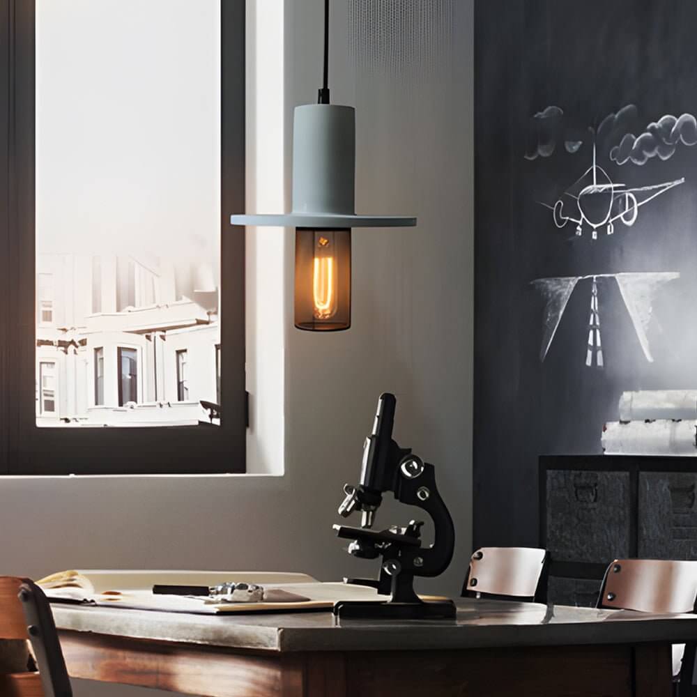 Cement & Mesh Pendant Light, Industrial LED