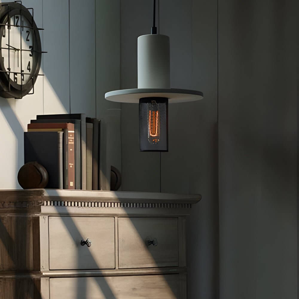 Cement & Mesh Pendant Light, Industrial LED