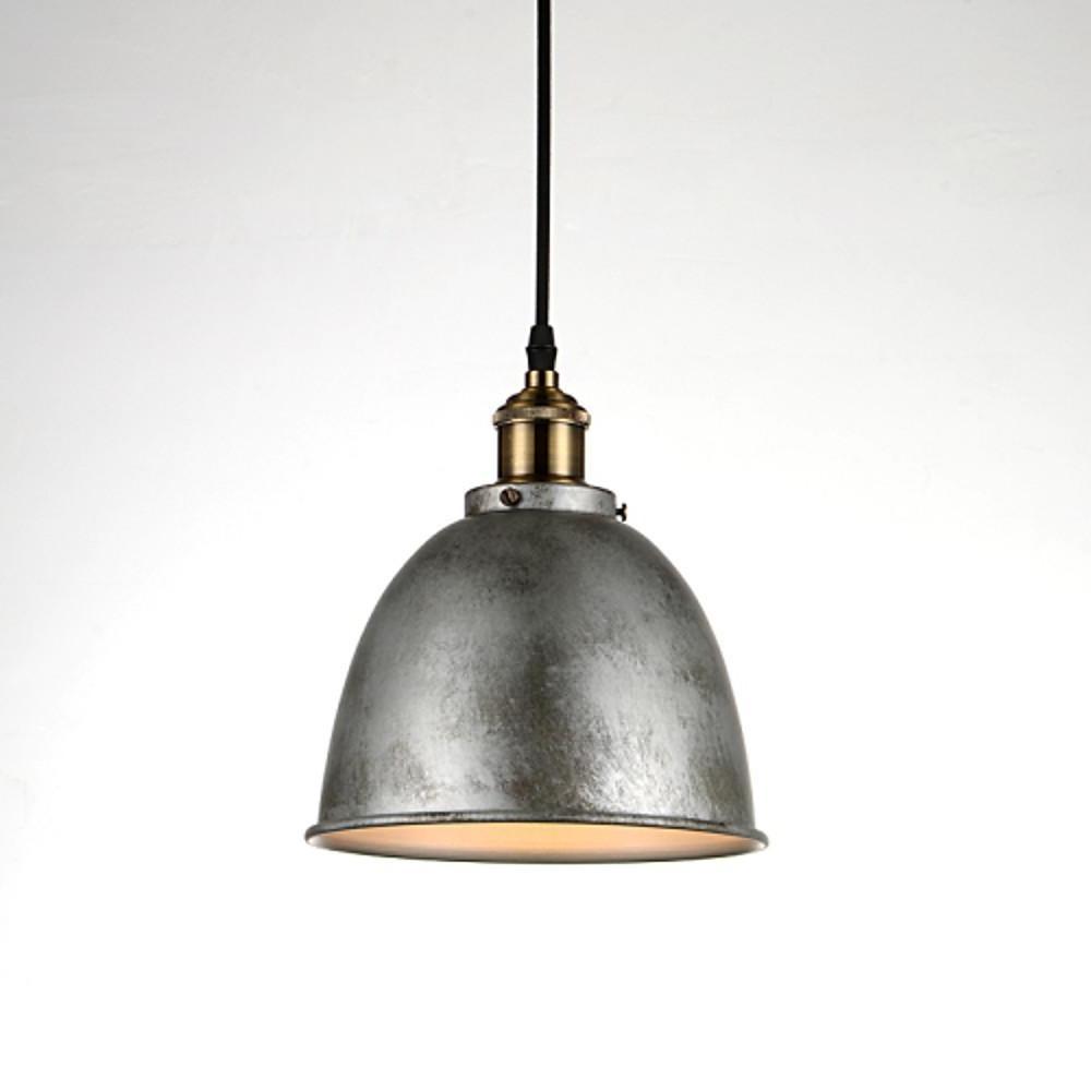 8 in. Rustic Dome Pendant Light, White Metal