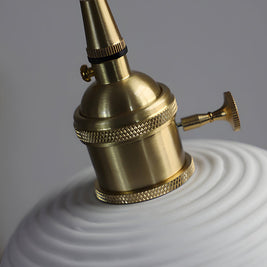 Striped Ceramic Pendant Light, Brass