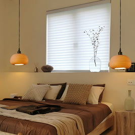 Striped Ceramic Pendant Light, Brass