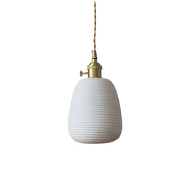 Striped Ceramic Pendant Light, Brass