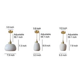 Striped Ceramic Pendant Light, Brass