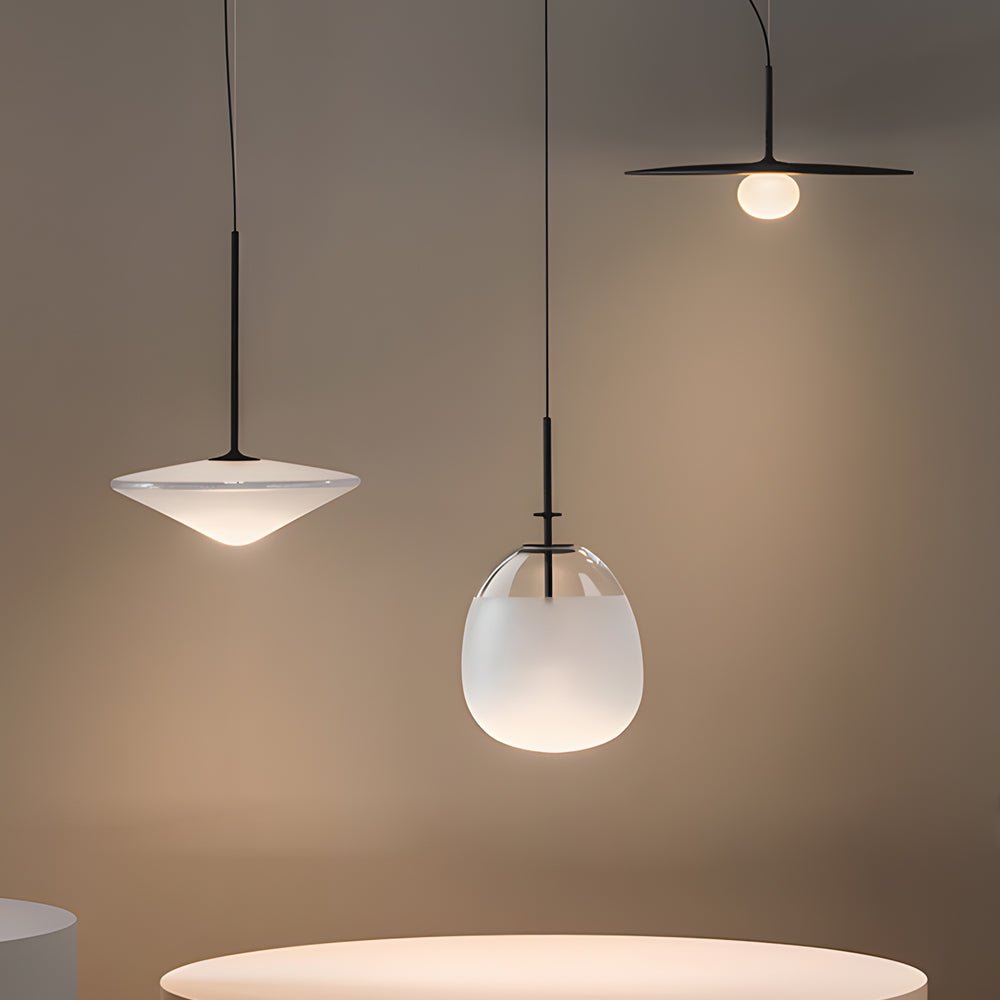 Glass Ball Pendant Light, Black Iron Frame
