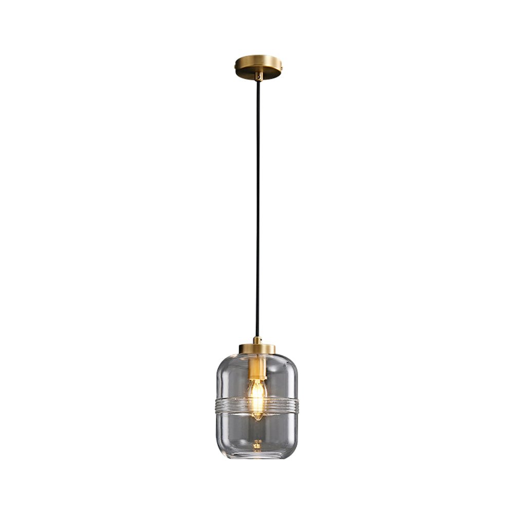 Threaded Glass Pendant Light, Copper Dimmable