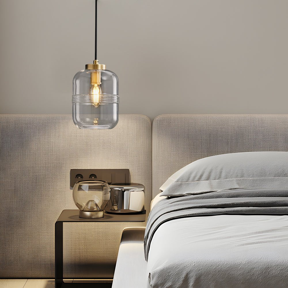 Threaded Glass Pendant Light, Copper Dimmable