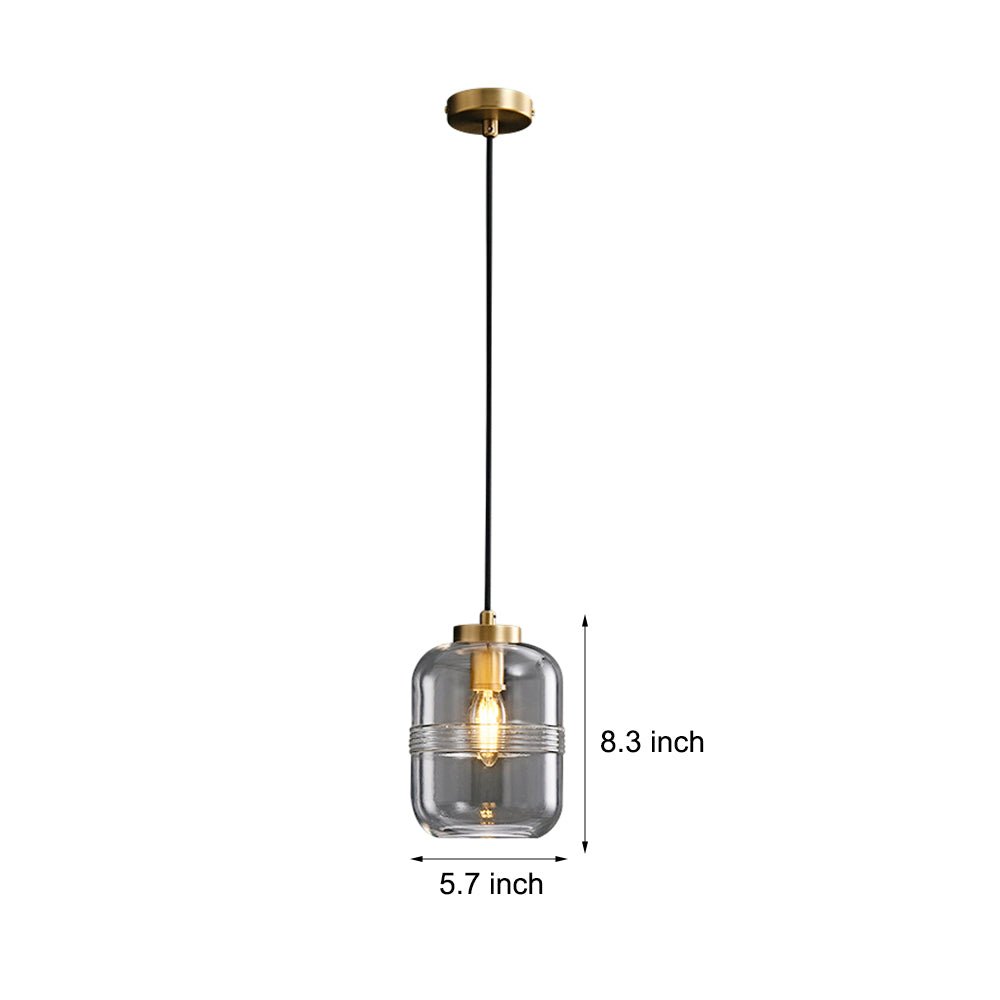 Threaded Glass Pendant Light, Copper Dimmable