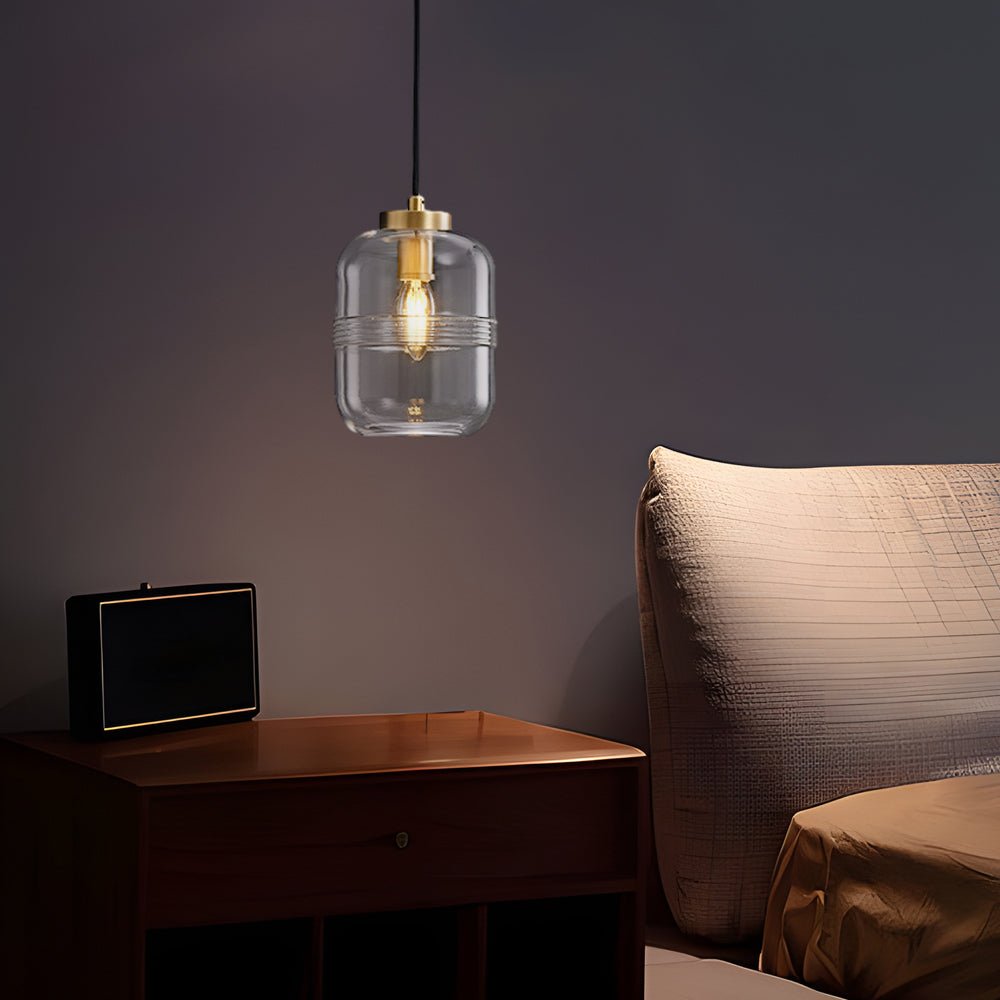 Threaded Glass Pendant Light, Copper Dimmable