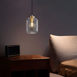 Threaded Glass Pendant Light, Copper Dimmable