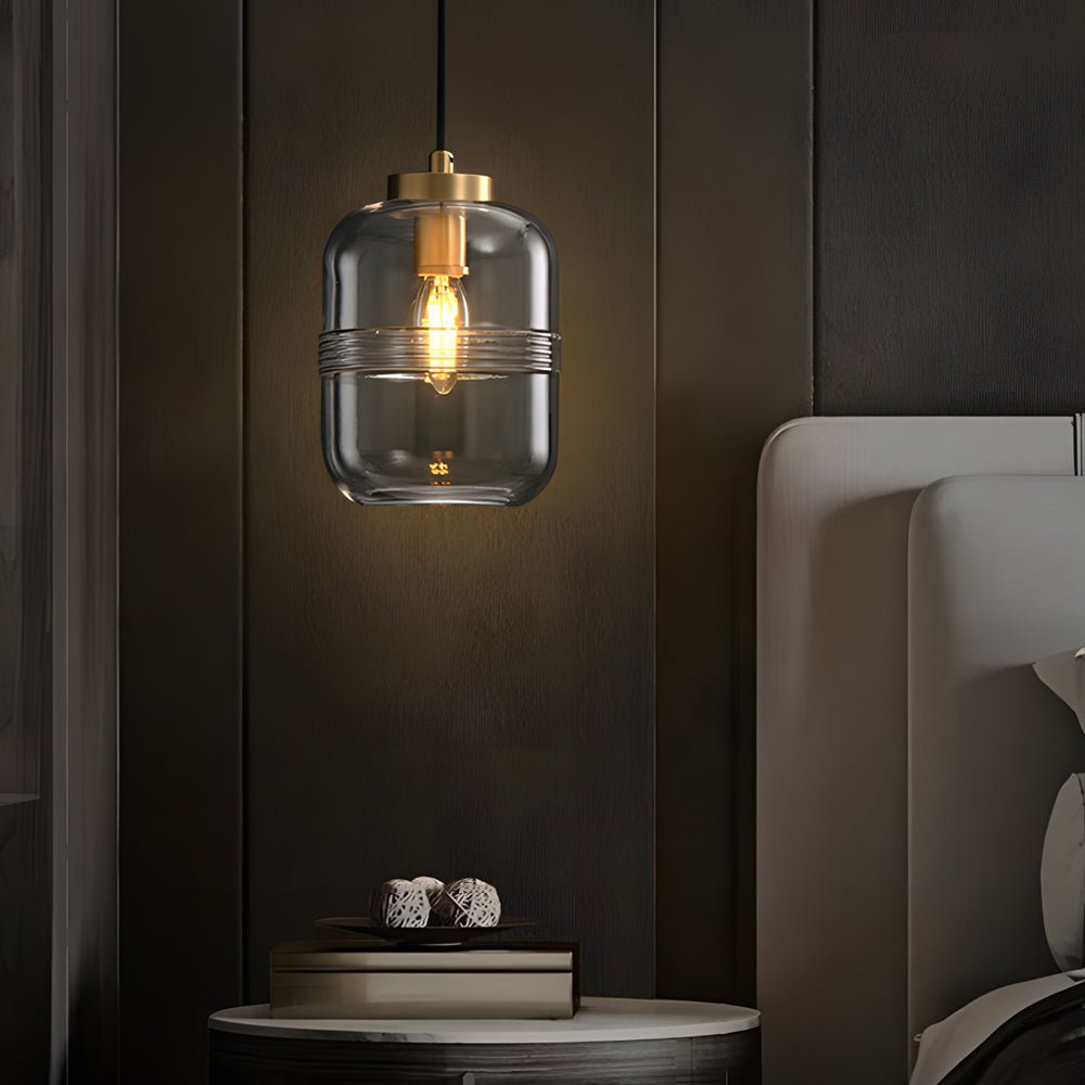 Threaded Glass Pendant Light, Copper Dimmable