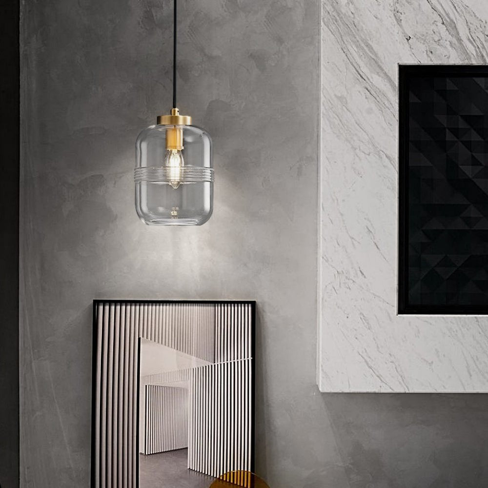 Threaded Glass Pendant Light, Copper Dimmable
