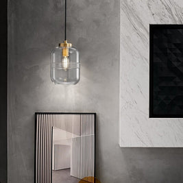 Threaded Glass Pendant Light, Copper Dimmable