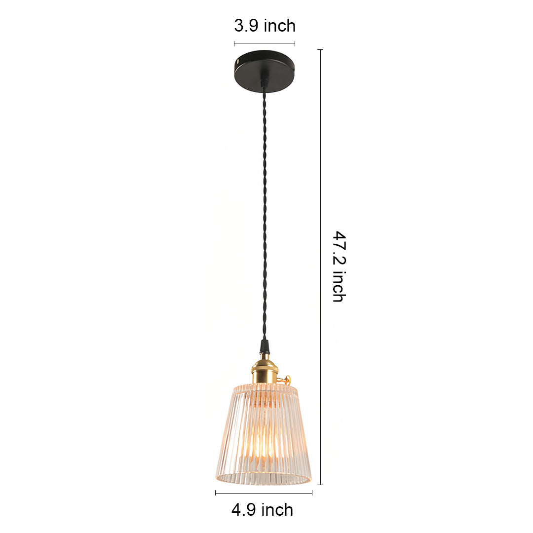 Clear Glass Pendant Light, Brass Minimalist