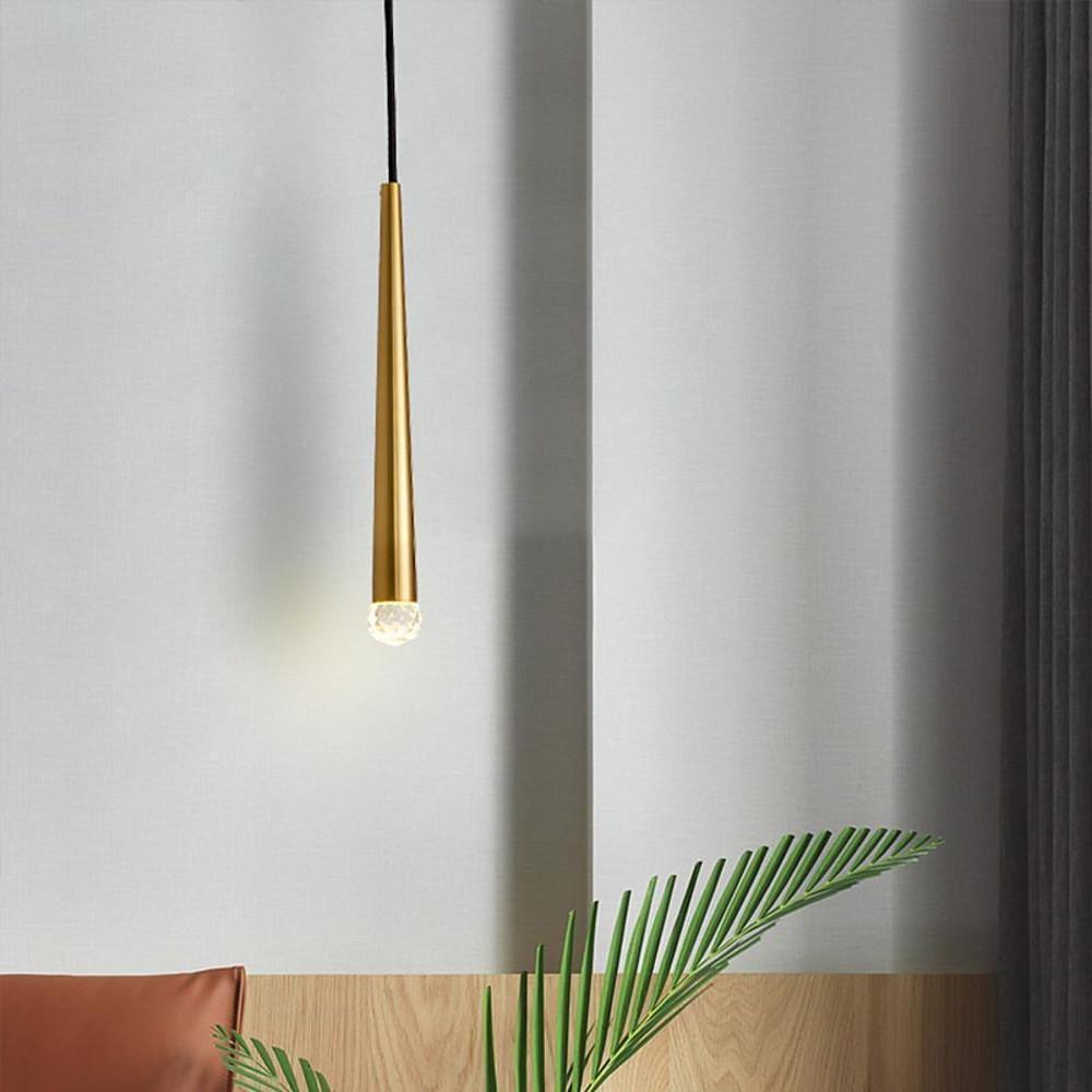 Slim Crystal Cylinder Pendant Light