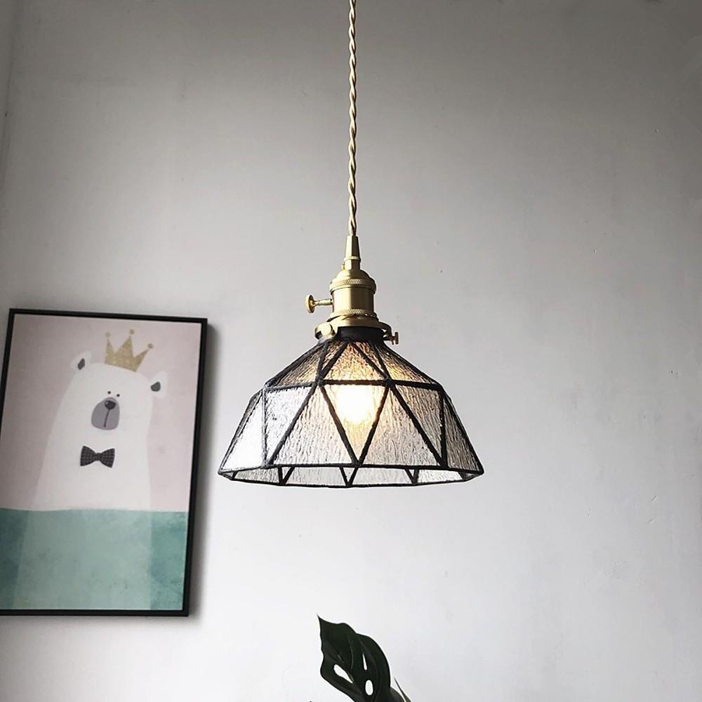Lantern Glass Pendant Light, Amber or Blue
