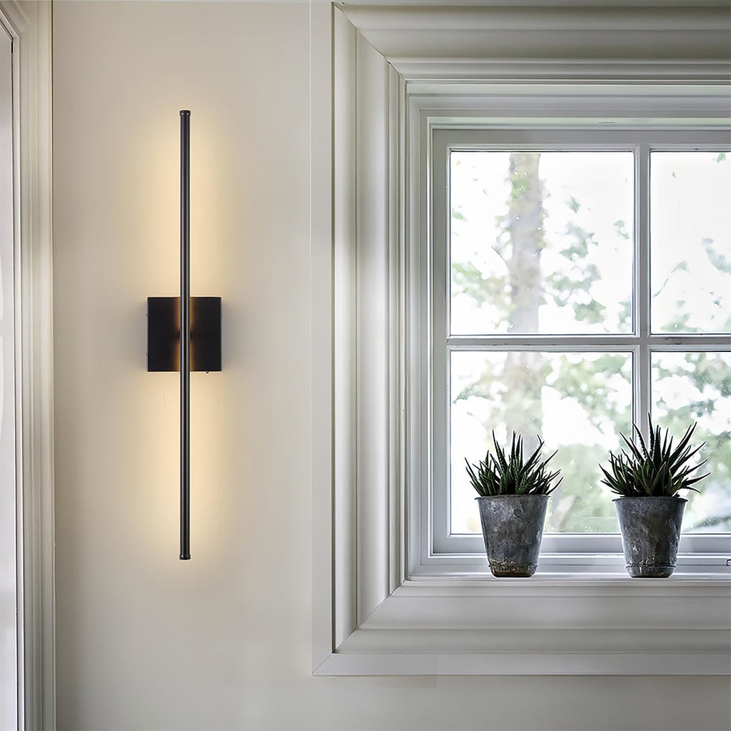Black Iron Linear LED Wall Lights, Set of 2