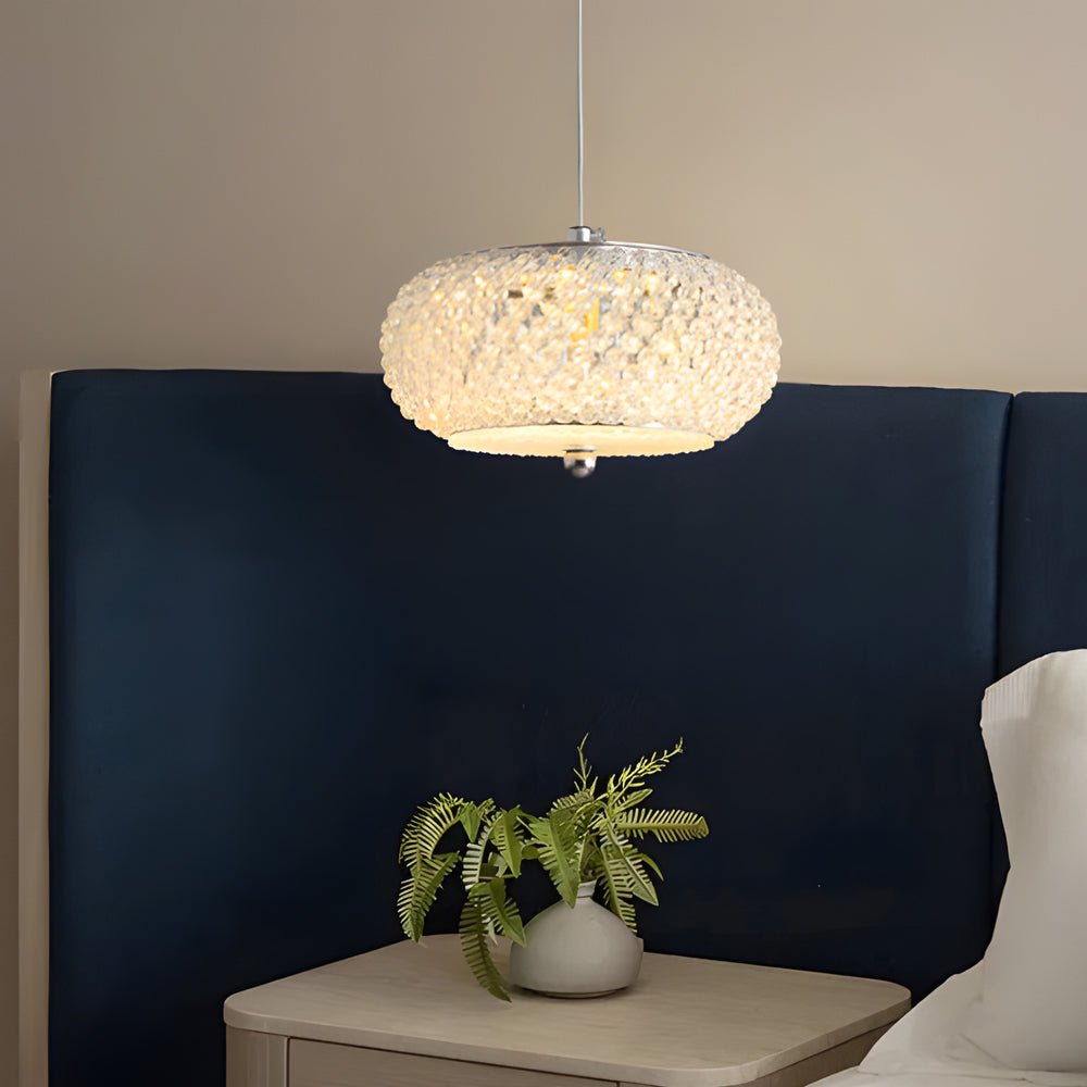 Small Crystal Drum Pendant Light, Dimmable
