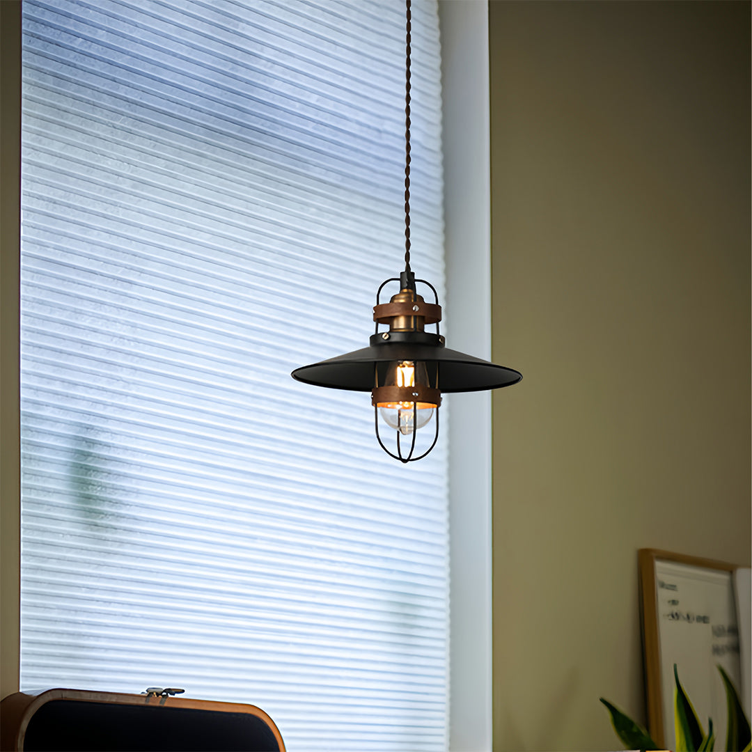 Vintage Black Iron Pendant Light, Farmhouse