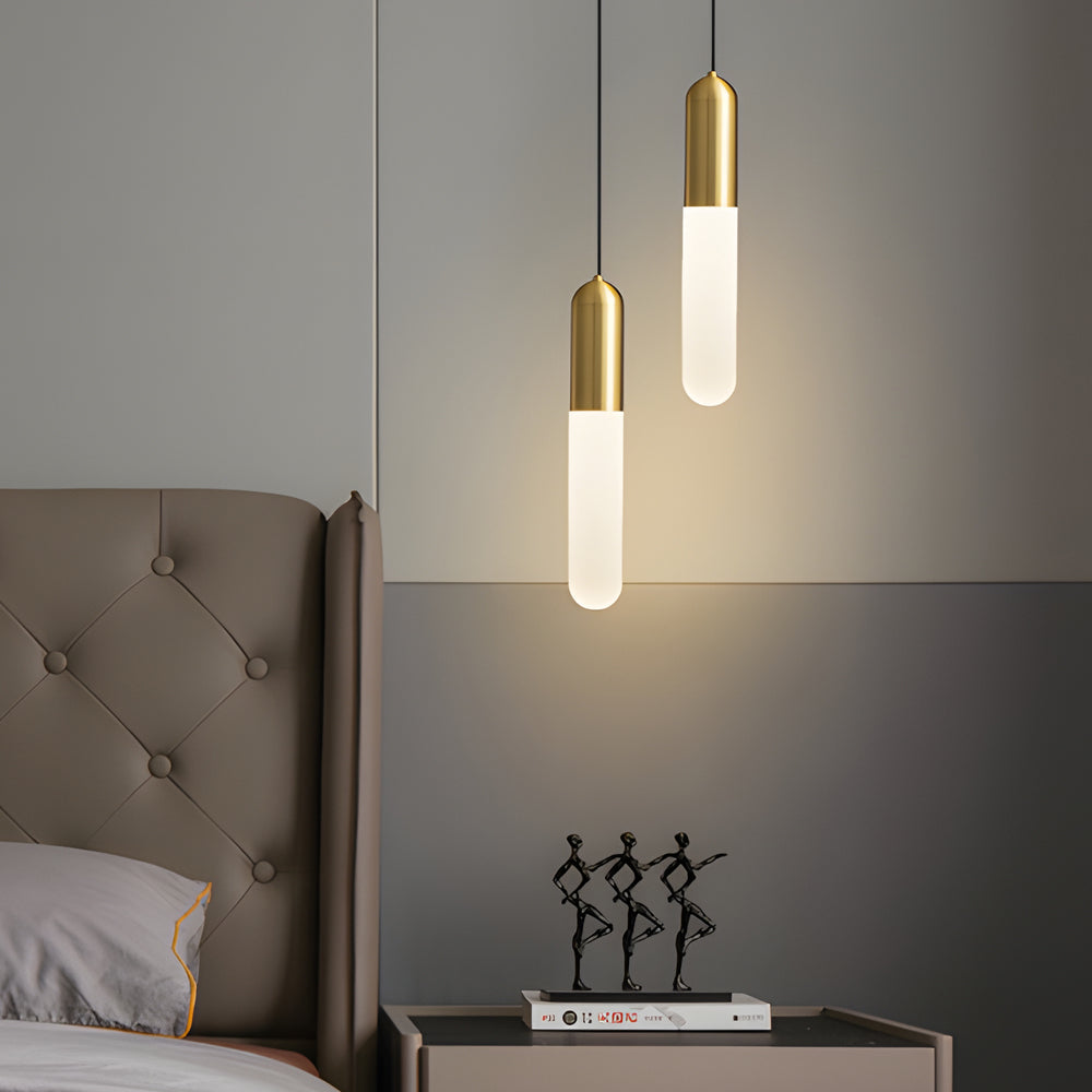 Long Copper Pendant Light, 3-Step Dimming