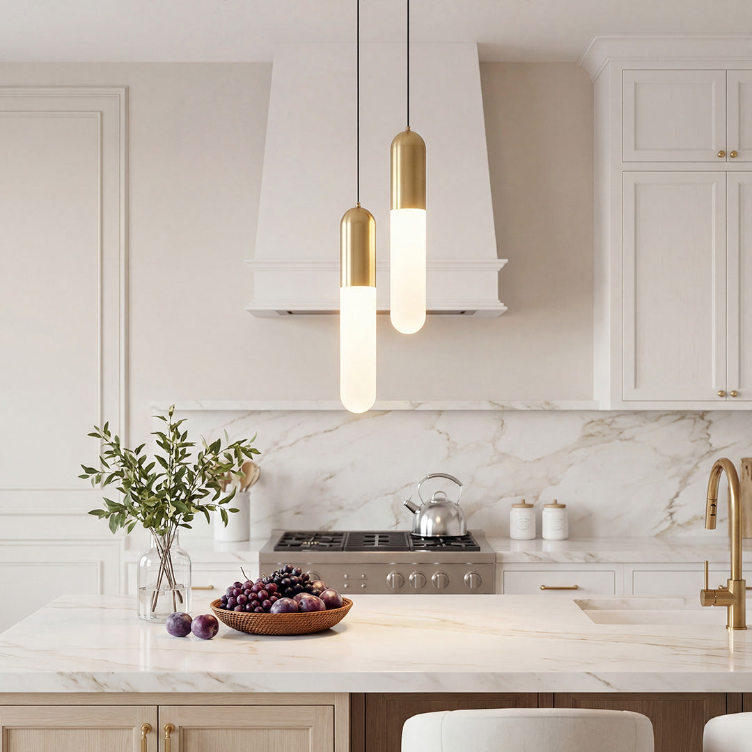 Long Copper Pendant Light, 3-Step Dimming