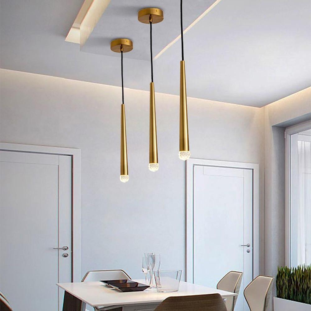 Slim Crystal Cylinder Pendant Light