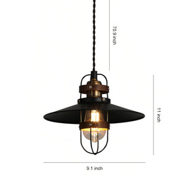 Vintage Black Iron Pendant Light, Farmhouse