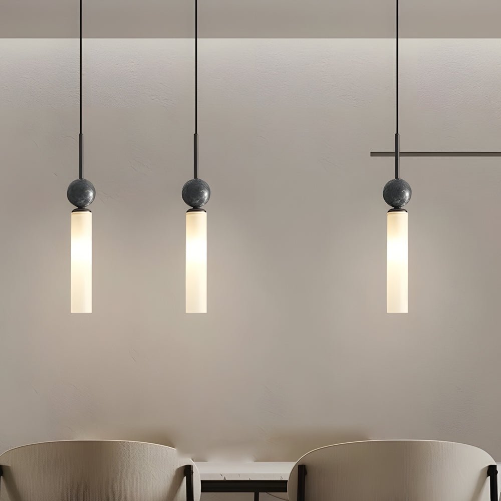 Vertical Marble Cylinder Pendant Light