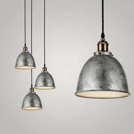 8 in. Rustic Dome Pendant Light, White Metal