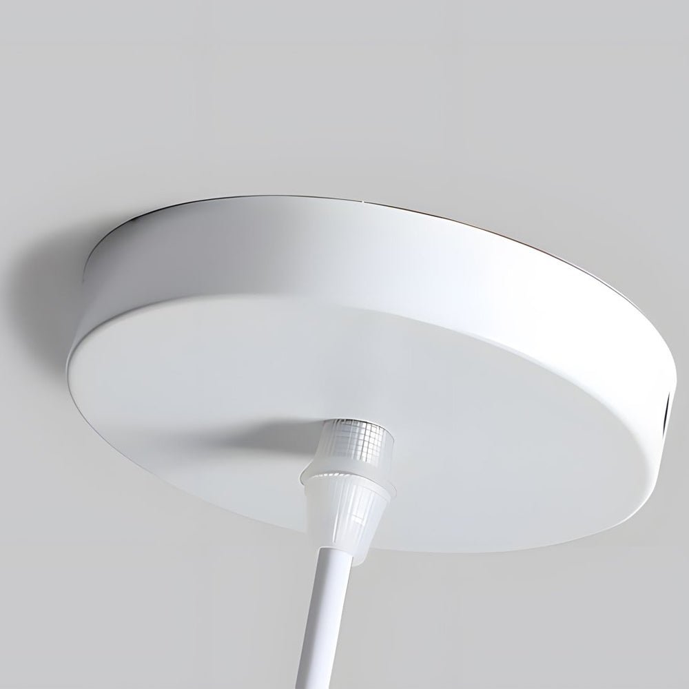 White Cone Pendant Light with Wood Top
