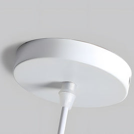 White Cone Pendant Light with Wood Top