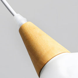 White Cone Pendant Light with Wood Top