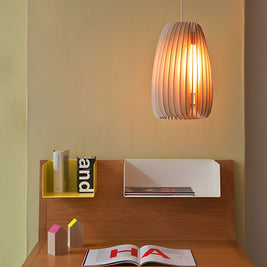Wood Slat Pendant Light, Rustic Handmade