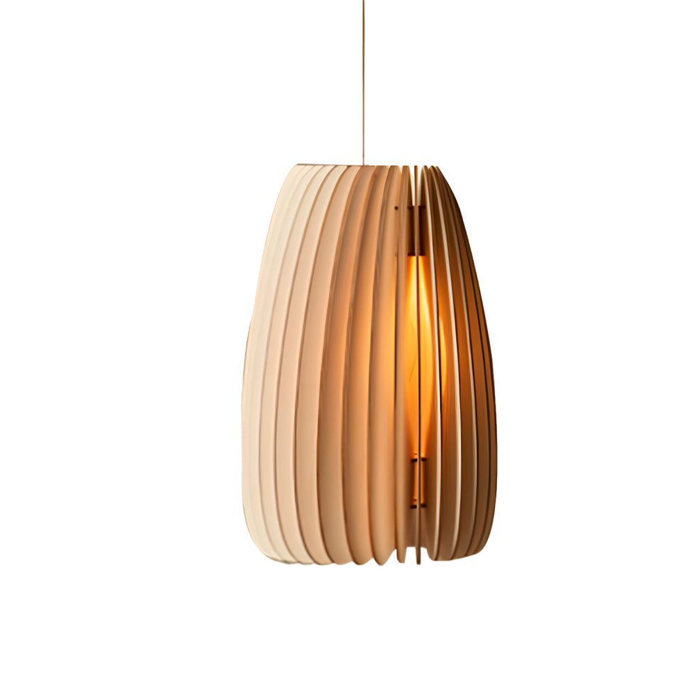 Wood Slat Pendant Light, Rustic Handmade