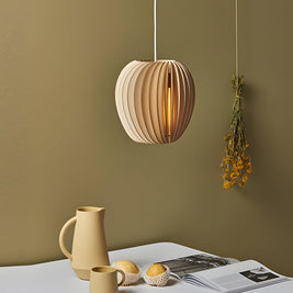 Wood Slat Pendant Light, Rustic Handmade