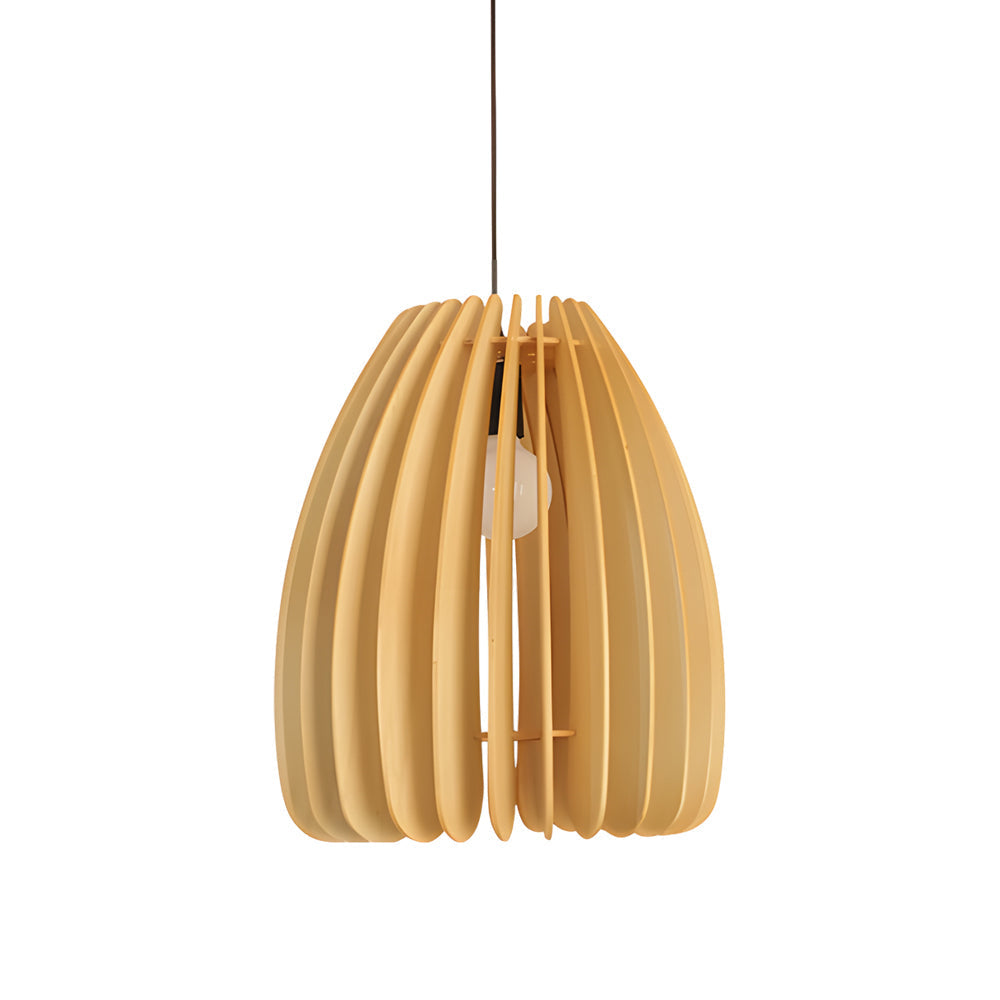 Wood Slat Pendant Light, Rustic Handmade