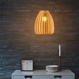 Wood Slat Pendant Light, Rustic Handmade